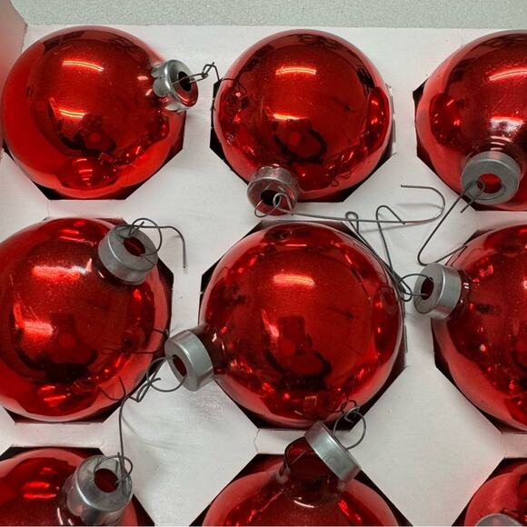 Vintage Holly Red Glass Ball Ornaments 20 Christmas Holiday Decor 2pks of 10 - Picture 8 of 8